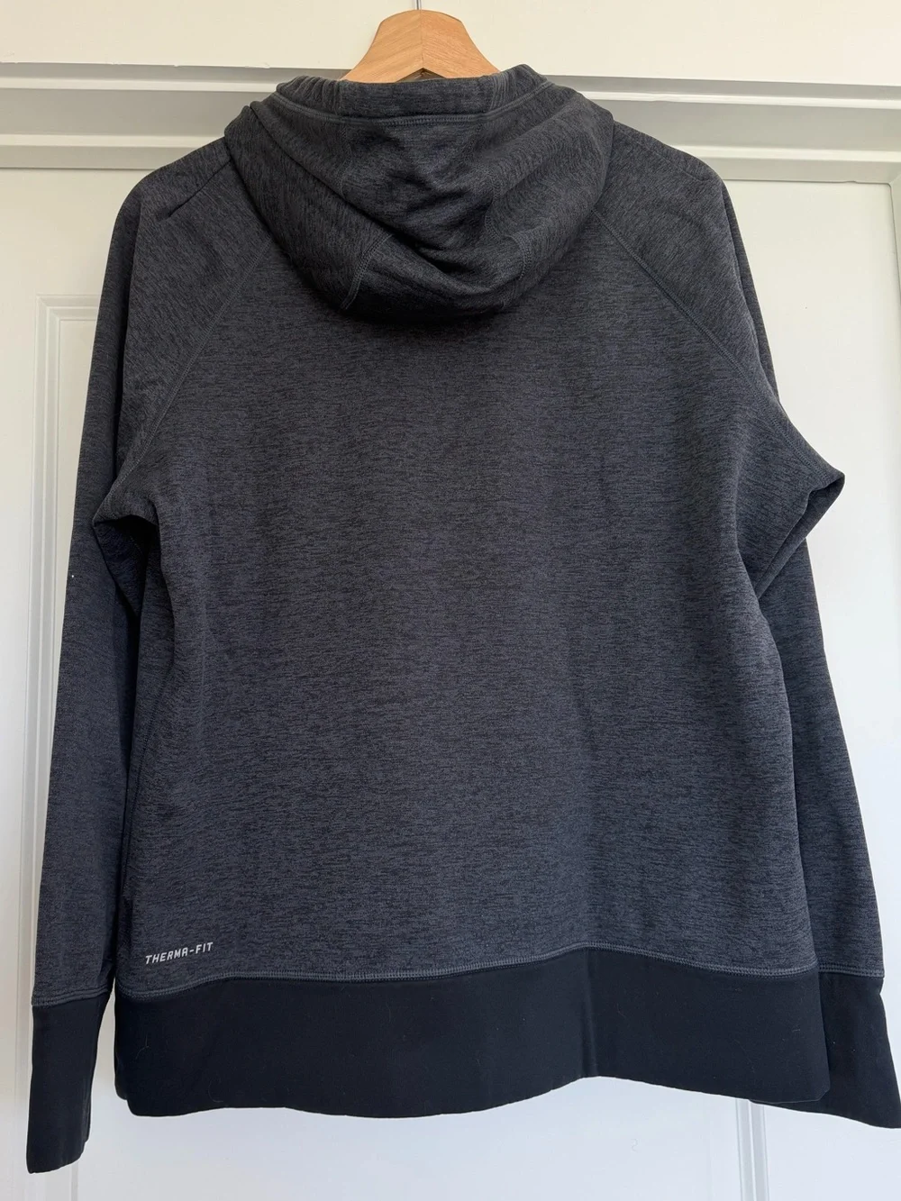 Nike Therma-FIT Pullover Hoodie XL Gray Black Big Swoosh Fleece Athletic